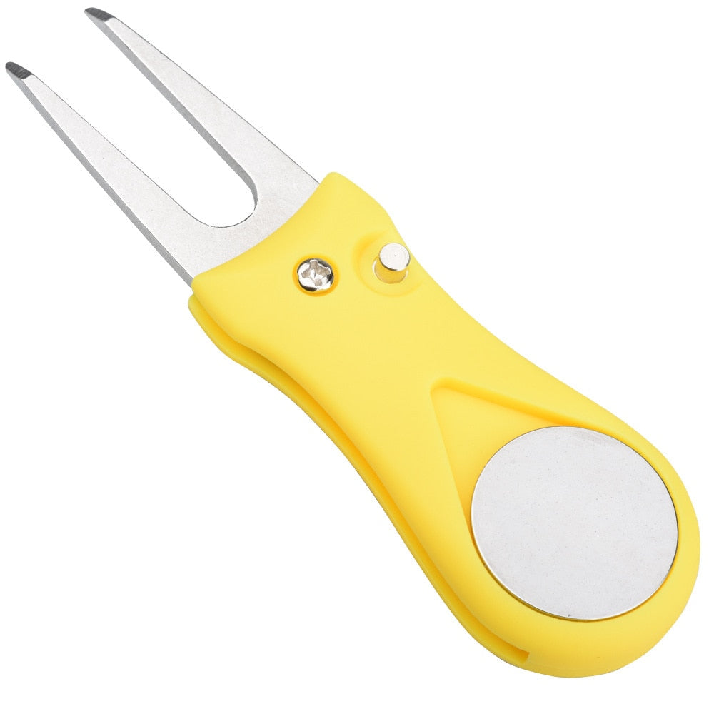 1 Pcs Golf Divot Tool Repair Switchblade Tool Pitch Groove Cleaner Golf Pitchfork Golf Accessories Putting Green Fork Dropship